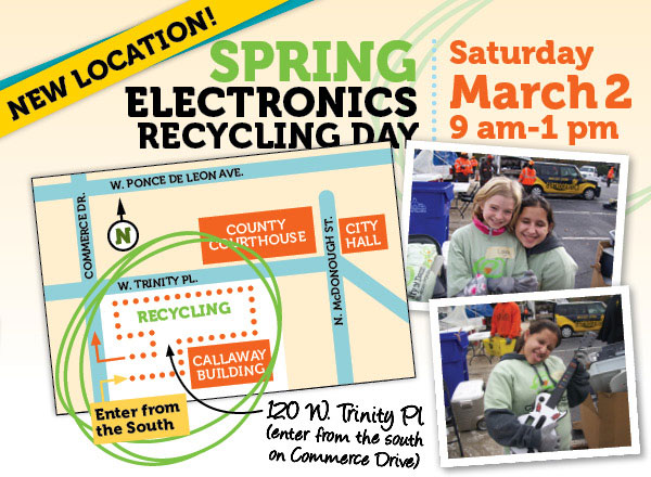 Spring Electronics Recycling Day  Saturday, March 2, 9 am-1 pm