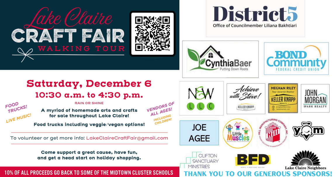 Lake Claire Craft Fair is Saturday, December 6